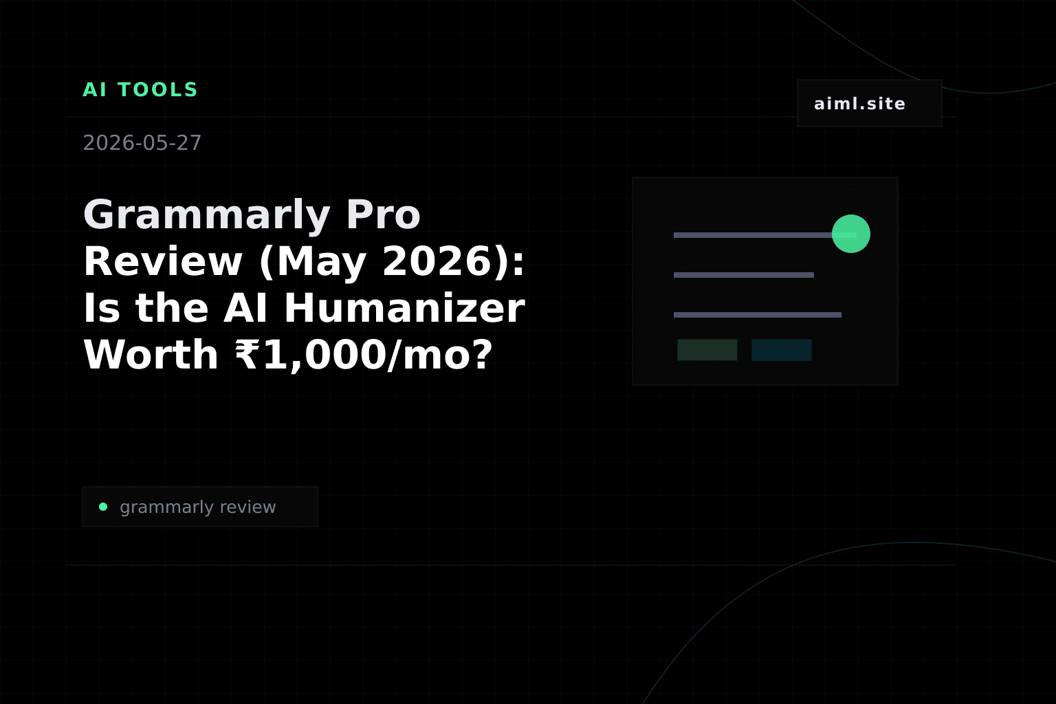 Grammarly Pro Review (May 2026): Is the AI Humanizer Worth ₹1,000/mo?